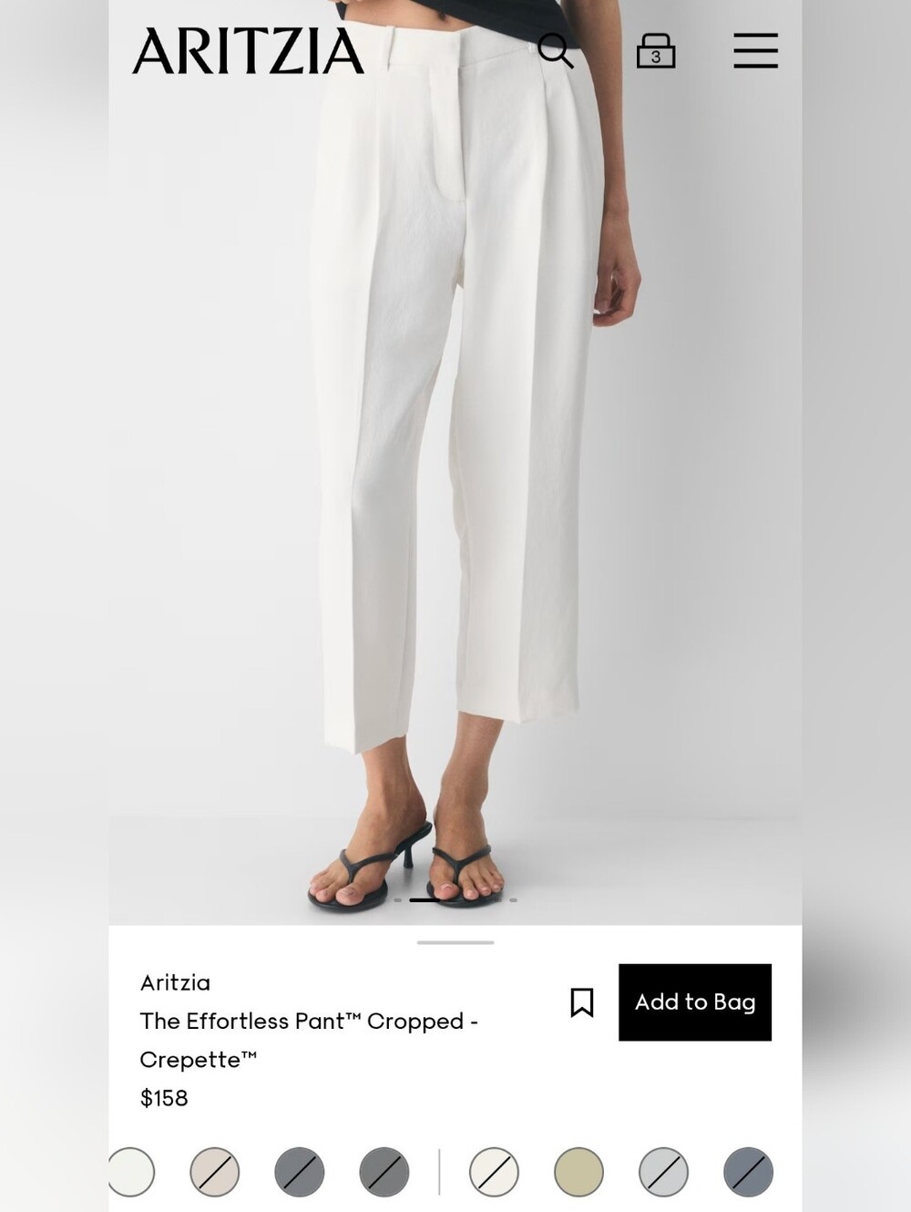 Aritzia Cropped Effortless Pants in Crepe Light Birch